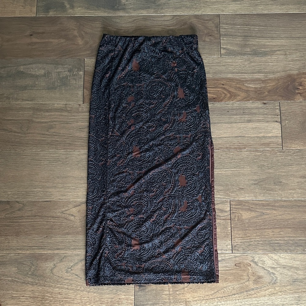 Free People Rosalie Velvet Midi Skirt